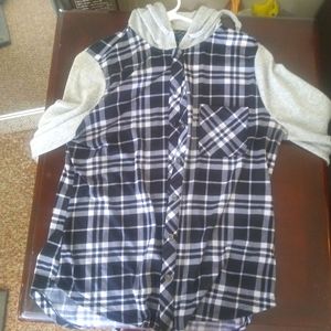 Women's hooded button down flannel
